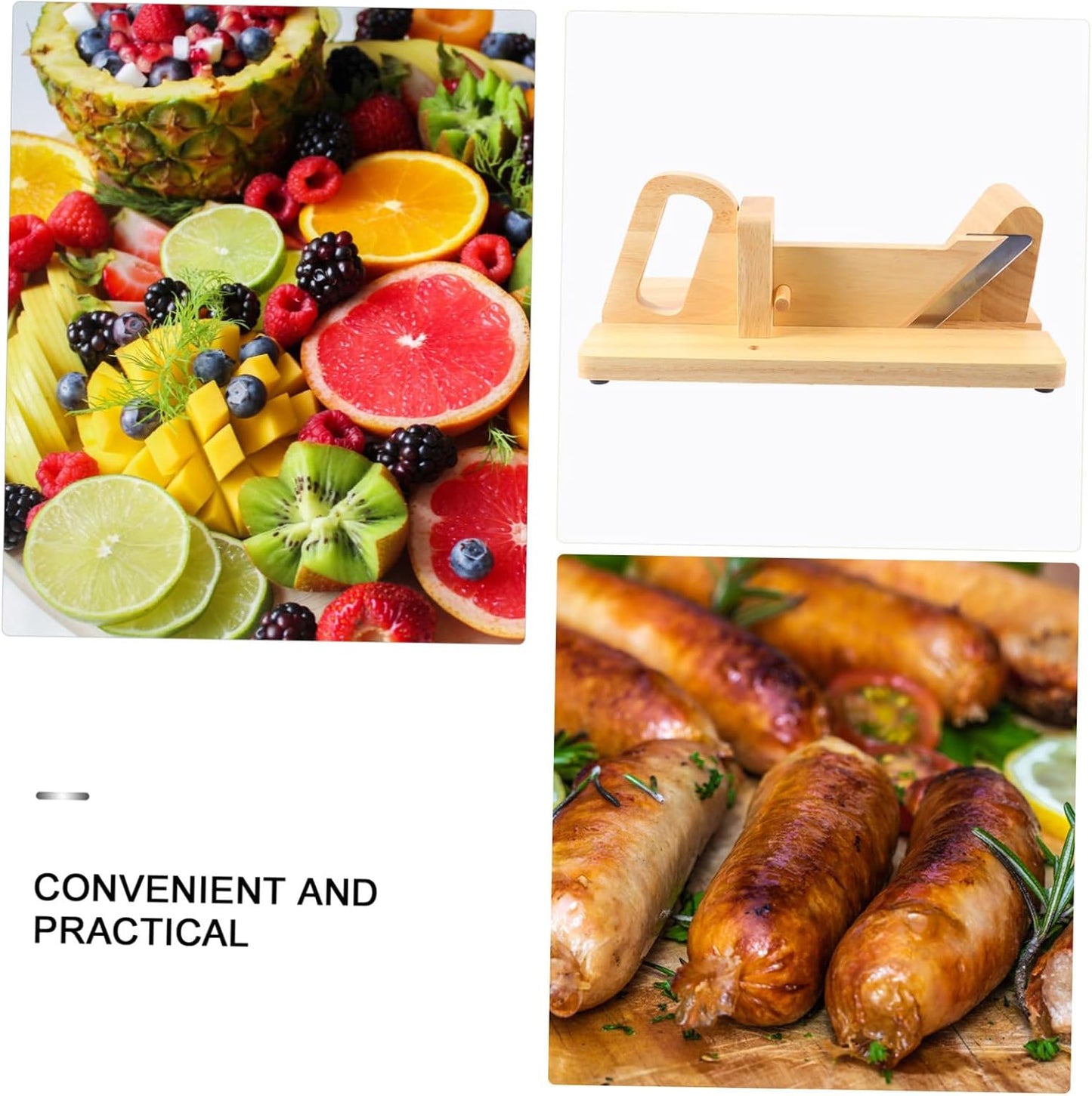 Sausage Bratwurst Sausage Grater Slicer Wooden ham Chorizo Guillotine Cutter Cheese Slicer Serving Board for Cheese Butter Kitchen Gadget Chorizo Cutter Salami