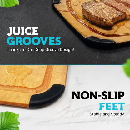 Dishwasher Safe Cutting Boards for Kitchen - Set of 2 Composite Wood Chopping Boards with Juice Groove, Non-Slip Grips, Non-Porous Surface, Heat Resistant Up to 350°F (14.5 x 11 and 11.7 x 9.3 Inch)