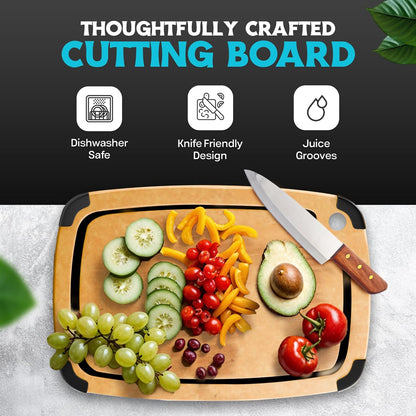 Dishwasher Safe Cutting Boards for Kitchen - Set of 2 Composite Wood Chopping Boards with Juice Groove, Non-Slip Grips, Non-Porous Surface, Heat Resistant Up to 350°F (14.5 x 11 and 11.7 x 9.3 Inch)
