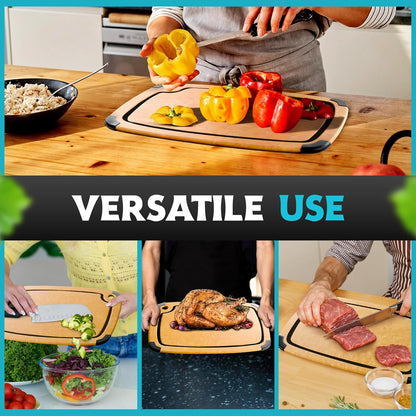 Dishwasher Safe Cutting Boards for Kitchen - Set of 2 Composite Wood Chopping Boards with Juice Groove, Non-Slip Grips, Non-Porous Surface, Heat Resistant Up to 350°F (14.5 x 11 and 11.7 x 9.3 Inch)