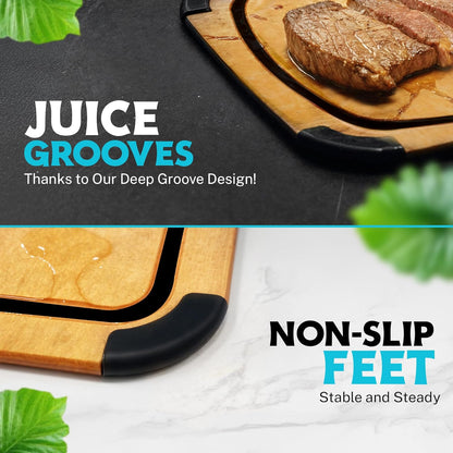 Dishwasher Safe Cutting Boards for Kitchen - Set of 2 Composite Wood Chopping Boards with Juice Groove, Non-Slip Grips, Non-Porous Surface, Heat Resistant Up to 350°F (14.5 x 11 and 11.7 x 9.3 Inch)