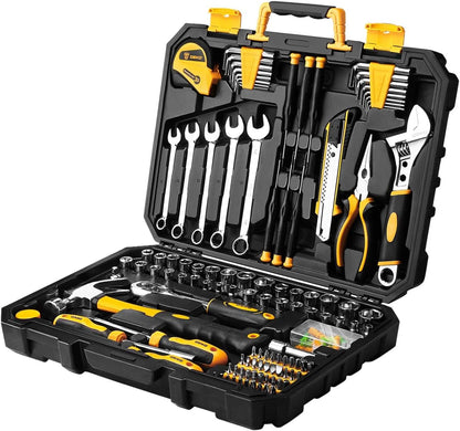 Tool Set:158 Piece Home Tool Kit, Household Basic Repair Tool Set Comes with Plastic Storage Case-Red