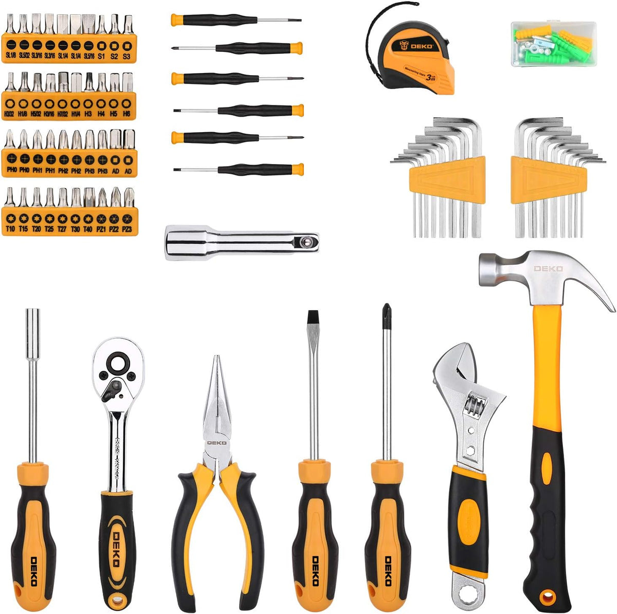 Tool Set:158 Piece Home Tool Kit, Household Basic Repair Tool Set Comes with Plastic Storage Case-Red