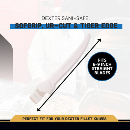 WS-1 Knife Scabbard for 6"–9" Straight Blade Fillet Knives, Hard Plastic Sheath with Belt Loop & Drain Holes, Durable White Polypropylene for Chef & Fish Prep Gear, Made in USA