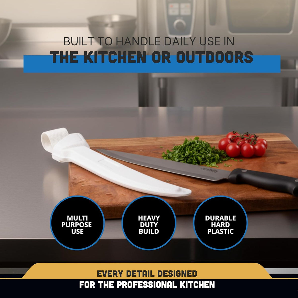 WS-1 Knife Scabbard for 6"–9" Straight Blade Fillet Knives, Hard Plastic Sheath with Belt Loop & Drain Holes, Durable White Polypropylene for Chef & Fish Prep Gear, Made in USA