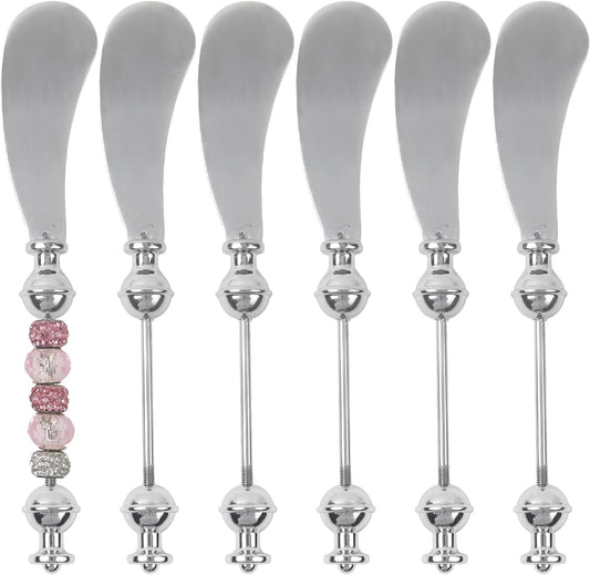 6 Pcs Beadable Butter Spreader Knives Beaded Cheese Spreader Knife | Stainless Steel Spreader for Appetizers Kitchen Accessories