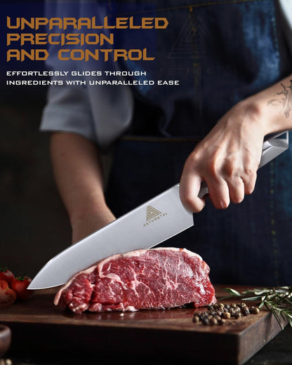 7" Meat Cleaver Knife, Full Tang High-Carbon Stainless Steel Kitchen Cleaver for Chopping Meat, Pork, and Bones, Ergonomic Metal Handle, Professional Chef Butcher Knife