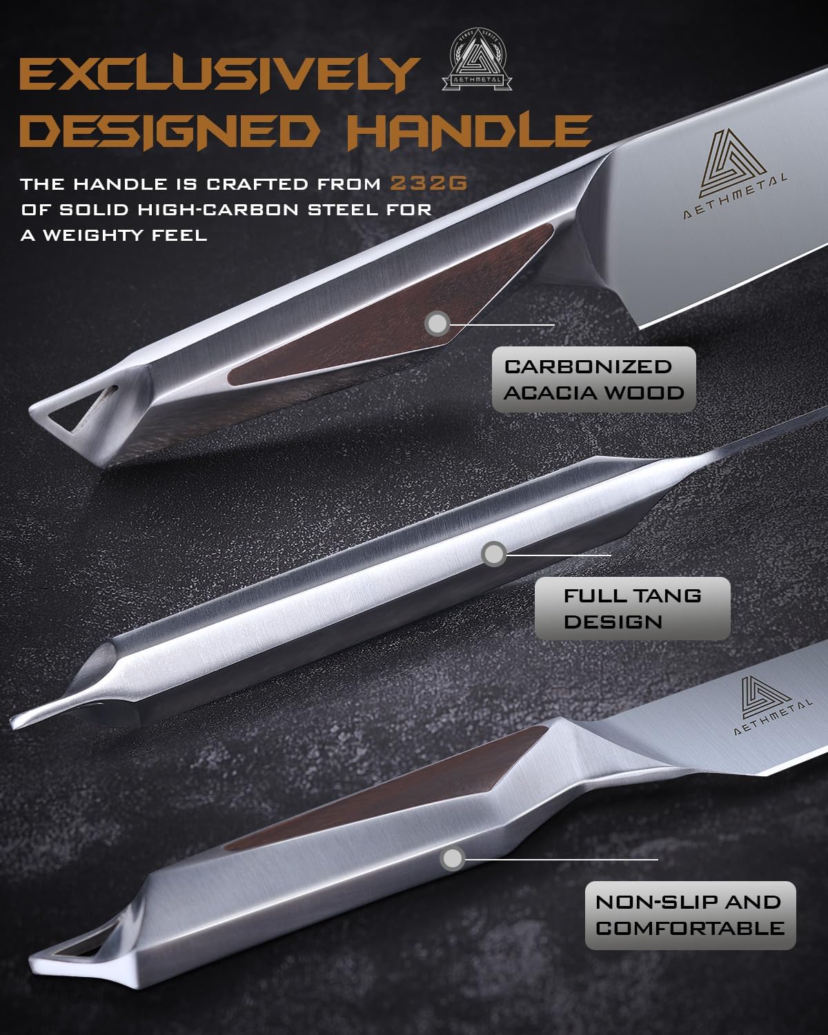 7" Meat Cleaver Knife, Full Tang High-Carbon Stainless Steel Kitchen Cleaver for Chopping Meat, Pork, and Bones, Ergonomic Metal Handle, Professional Chef Butcher Knife