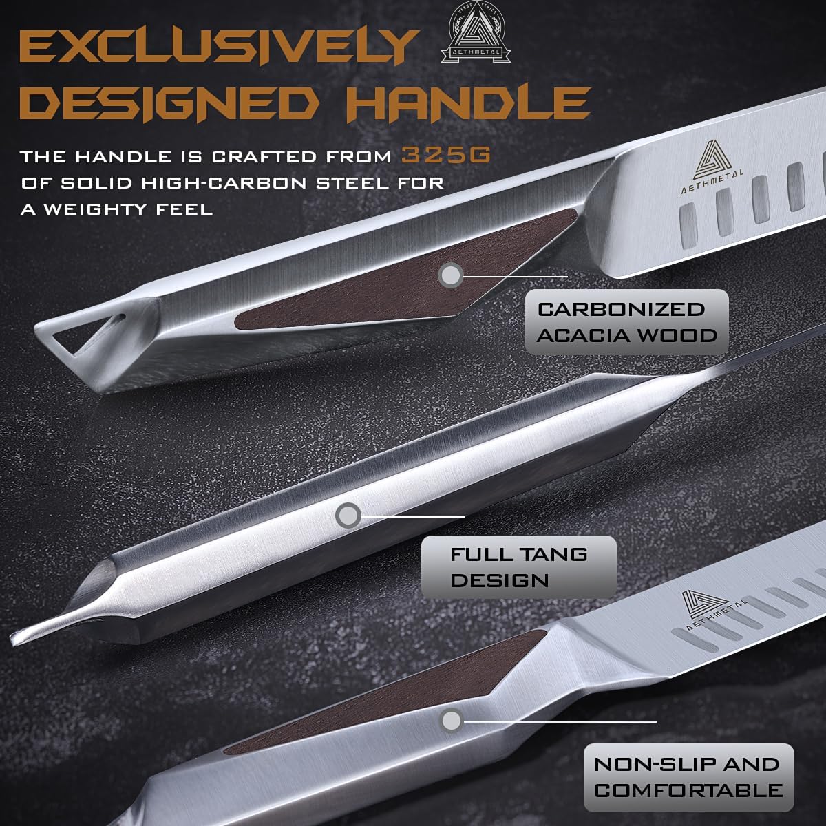 7" Meat Cleaver Knife, Full Tang High-Carbon Stainless Steel Kitchen Cleaver for Chopping Meat, Pork, and Bones, Ergonomic Metal Handle, Professional Chef Butcher Knife