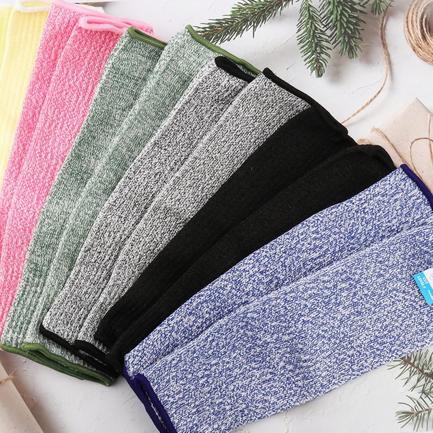 6 Pairs Arm Protective Sleeves Level 5 Cut Resistant Protection Sleeve 31CM Unisex Anti Abrasion Anti Scratches Anti-bite for Arm Garden Kitchen Work Protection Safety