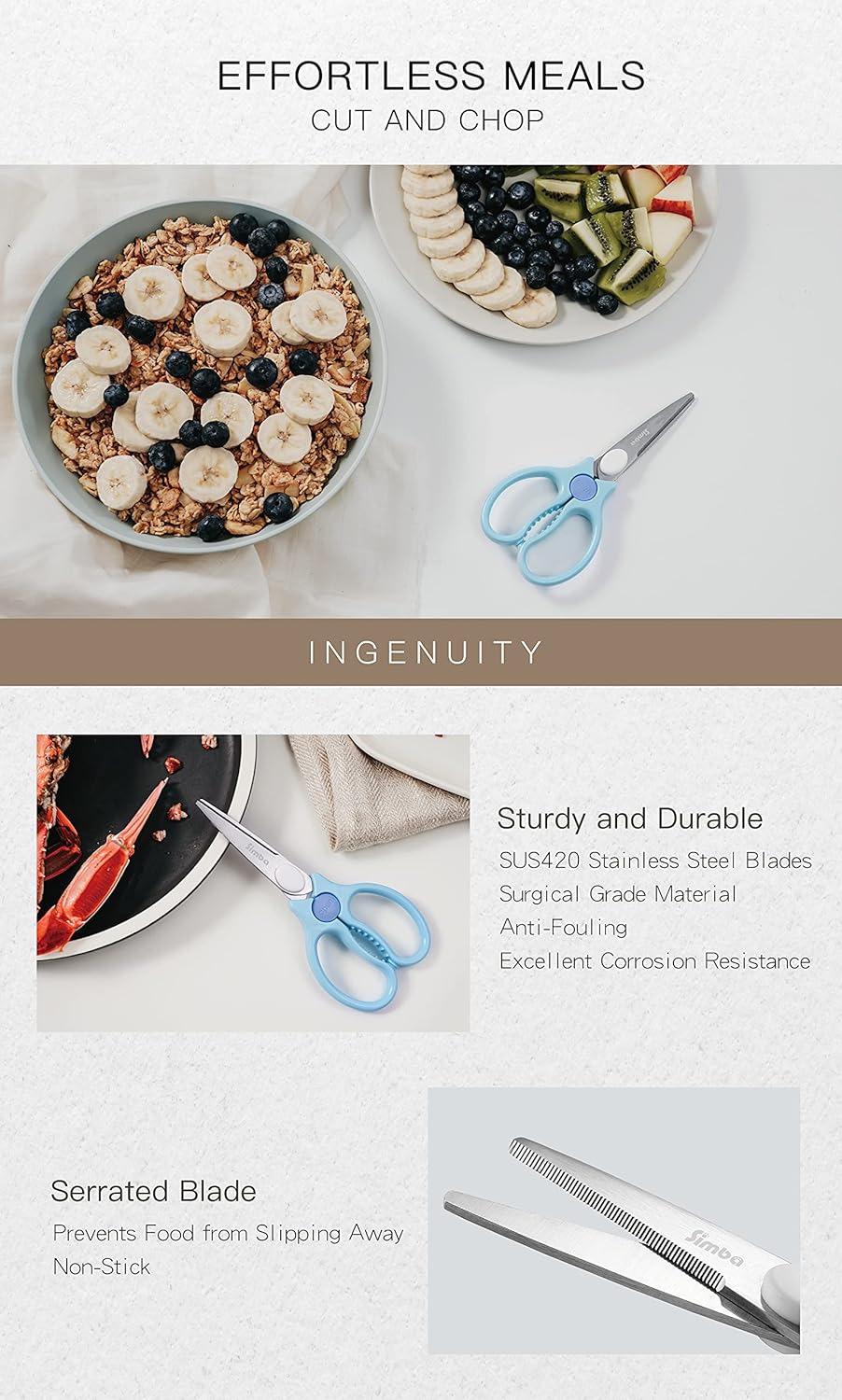Premium Portable Safety Food Scissors (Blue)