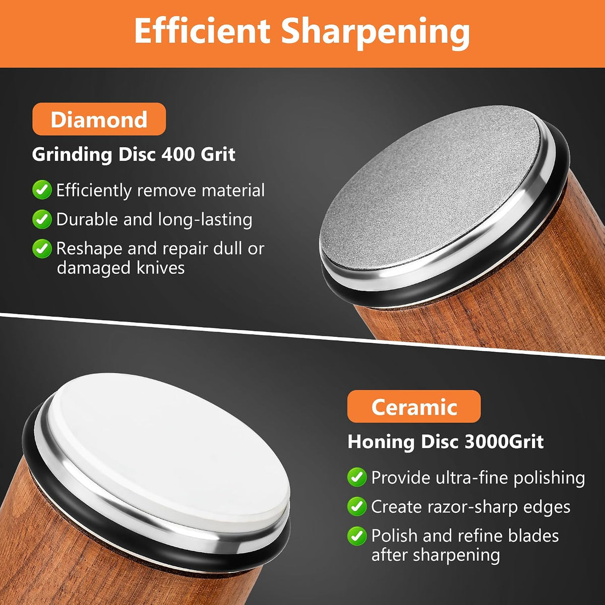 Rolling Knife Sharpener Tool - Knife Sharpening with Diamonds and Ceramic for Steel of Any Hardness - Knife Sharpener Kit with 15 & 20 Degree Magnetic Angle for Knives - Leather Strop