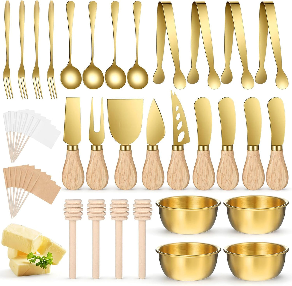 73Pcs Charcuterie Boards Accessories Gold Charcuterie Utensils Set Spoons