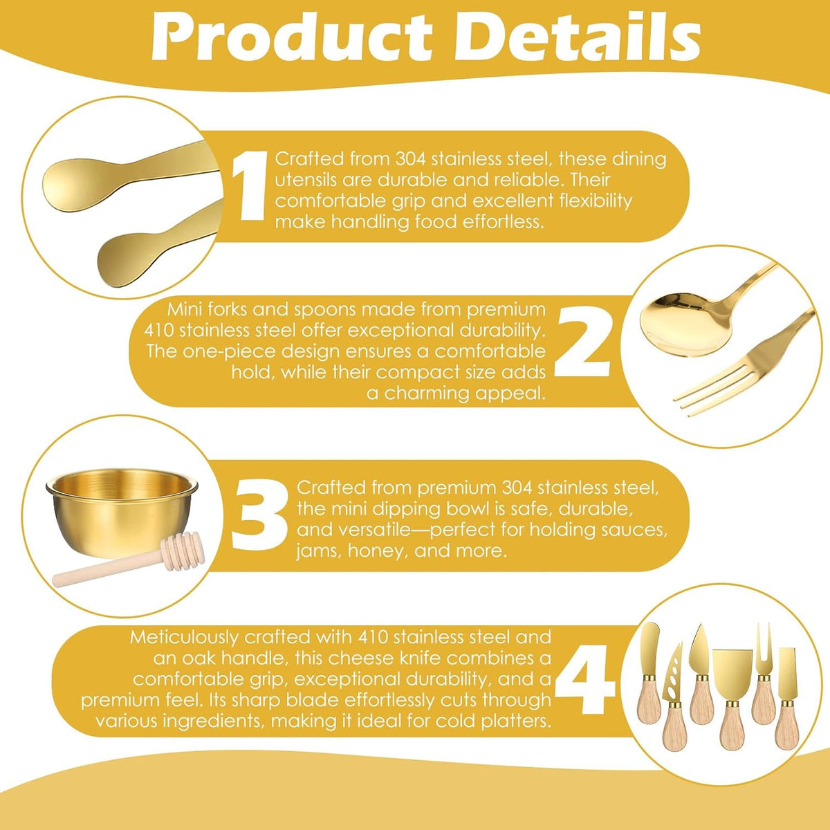 73Pcs Charcuterie Boards Accessories Gold Charcuterie Utensils Set Spoons