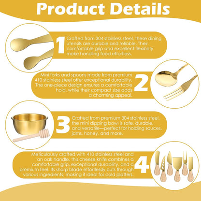 73Pcs Charcuterie Boards Accessories Gold Charcuterie Utensils Set Spoons