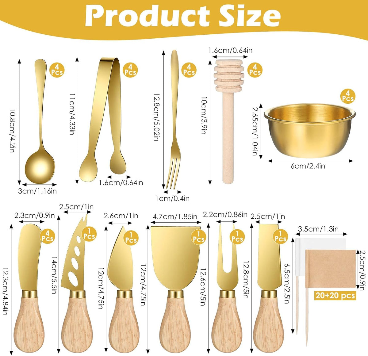 73Pcs Charcuterie Boards Accessories Gold Charcuterie Utensils Set Spoons