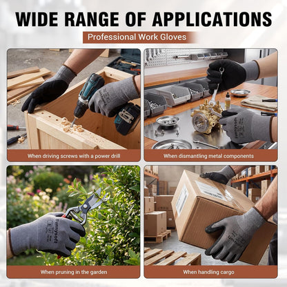 Safety Work Gloves 16 Pairs Cut Resistant Microfoam Nitrile Coated Mechanic Glove, High Grip Seamless Knit Nylon Work Glove Bulk for Warehouse, Construction, Gardening Home Improvement (XL)