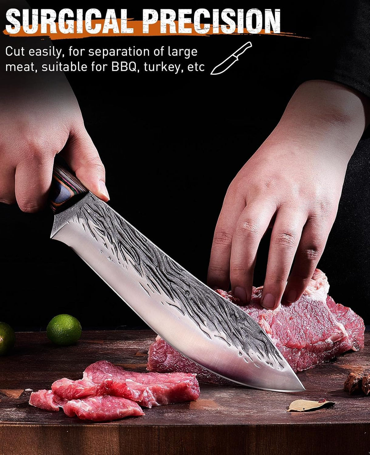3PCS Hand Forged Butcher Knife Set - Gold-Stamped Gift Box