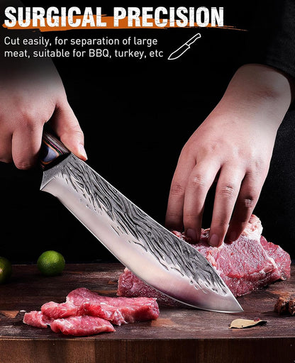 3PCS Hand Forged Butcher Knife Set - Gold-Stamped Gift Box