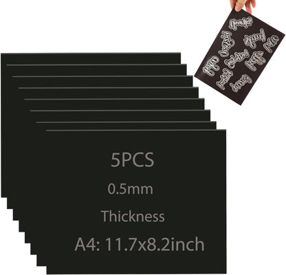 5Pcs/Set A4 11.7x8.2inch Sheets Rubber Soft Magnet Sheet for Metal Cutting Dies Storage Orangize Crafts Tool Scrapbooking Arts and Crafts Flexible Placement Mats(Thickness0.5mm)