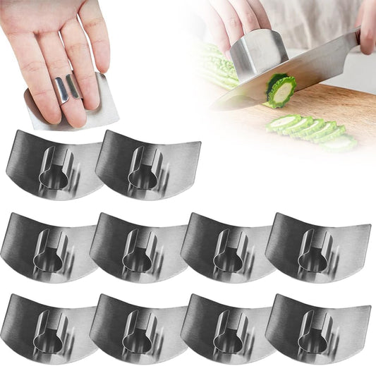 Stainless Steel Finger Guard, Multifunctional Finger Protector for Cutting Food Slicing Finger Guard, Protector Avoid Hurting When Slicing and Dicing Kitchen (10Pcs)