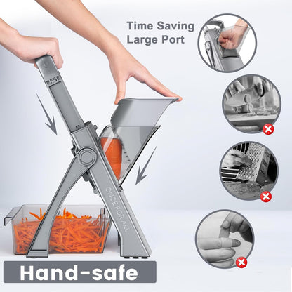 Upgrade Safe Mandoline Slicer for Kitchen, SupMaKin Bigger Entrance Vegetable Food Slice Potato Slicer Chopper, Adjustable Thickness Multi Mandolin, Julienne + Dicer Kitchen Must Haves Green