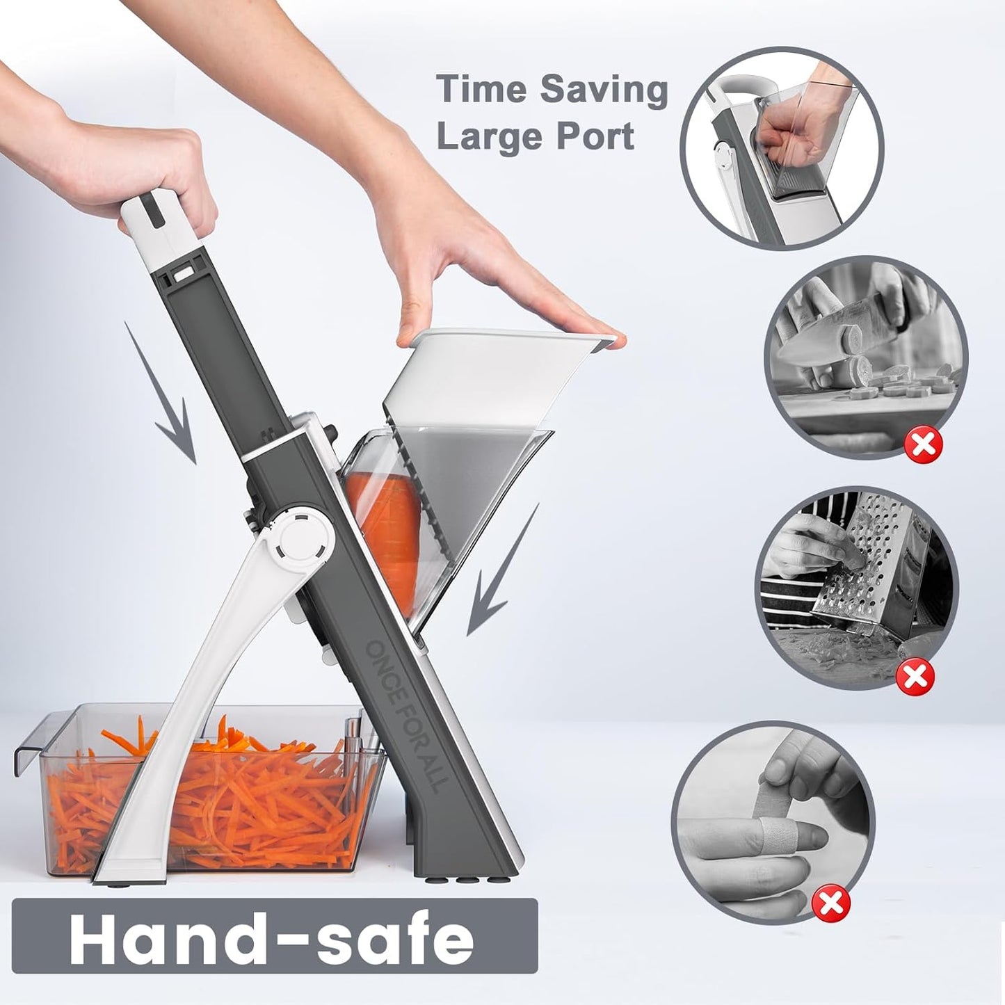 Upgrade Safe Mandoline Slicer for Kitchen, SupMaKin Bigger Entrance Vegetable Food Slice Potato Slicer Chopper, Adjustable Thickness Multi Mandolin, Julienne + Dicer Kitchen Must Haves Green