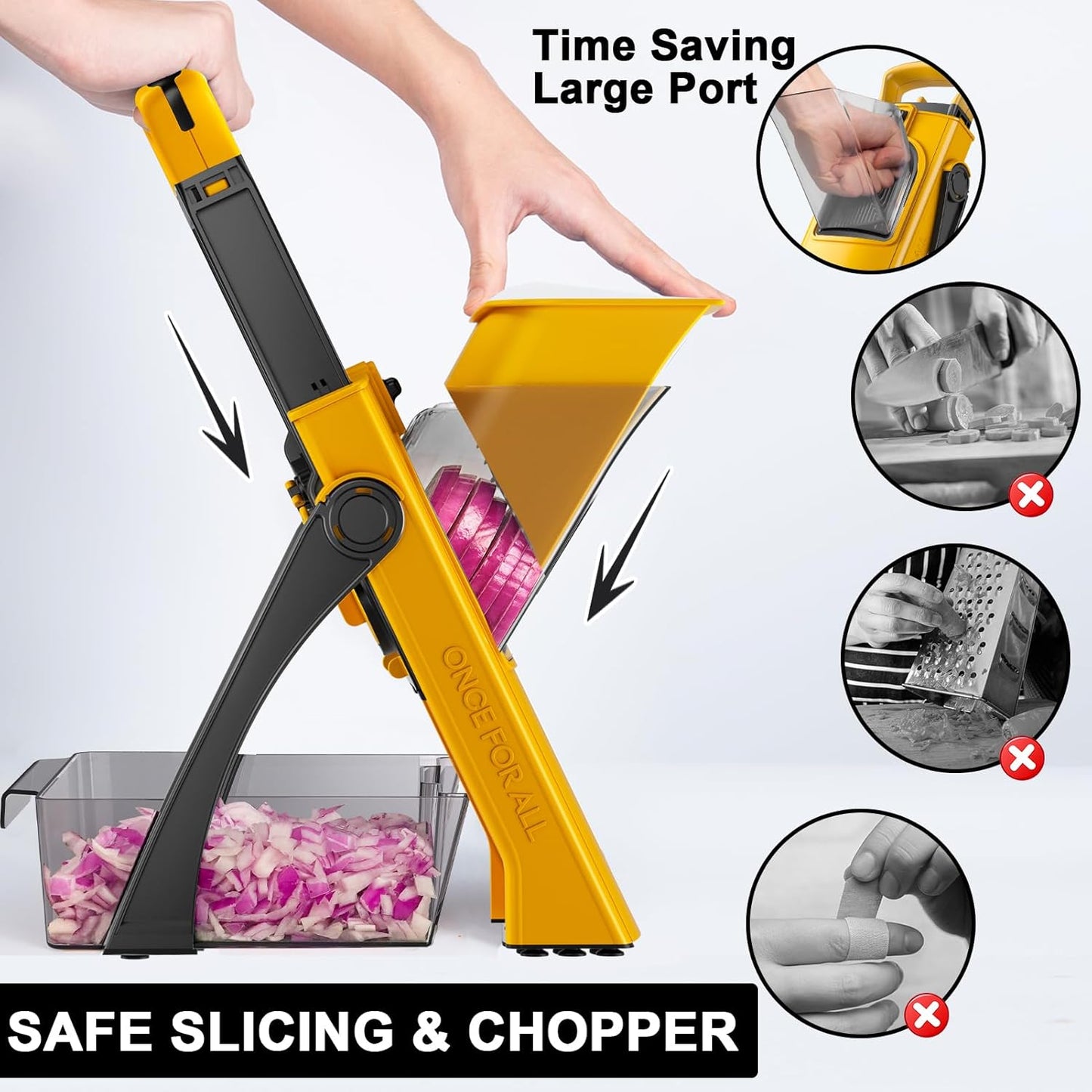 Upgrade Safe Mandoline Slicer for Kitchen, SupMaKin Bigger Entrance Vegetable Food Slice Potato Slicer Chopper, Adjustable Thickness Multi Mandolin, Julienne + Dicer Kitchen Must Haves Green