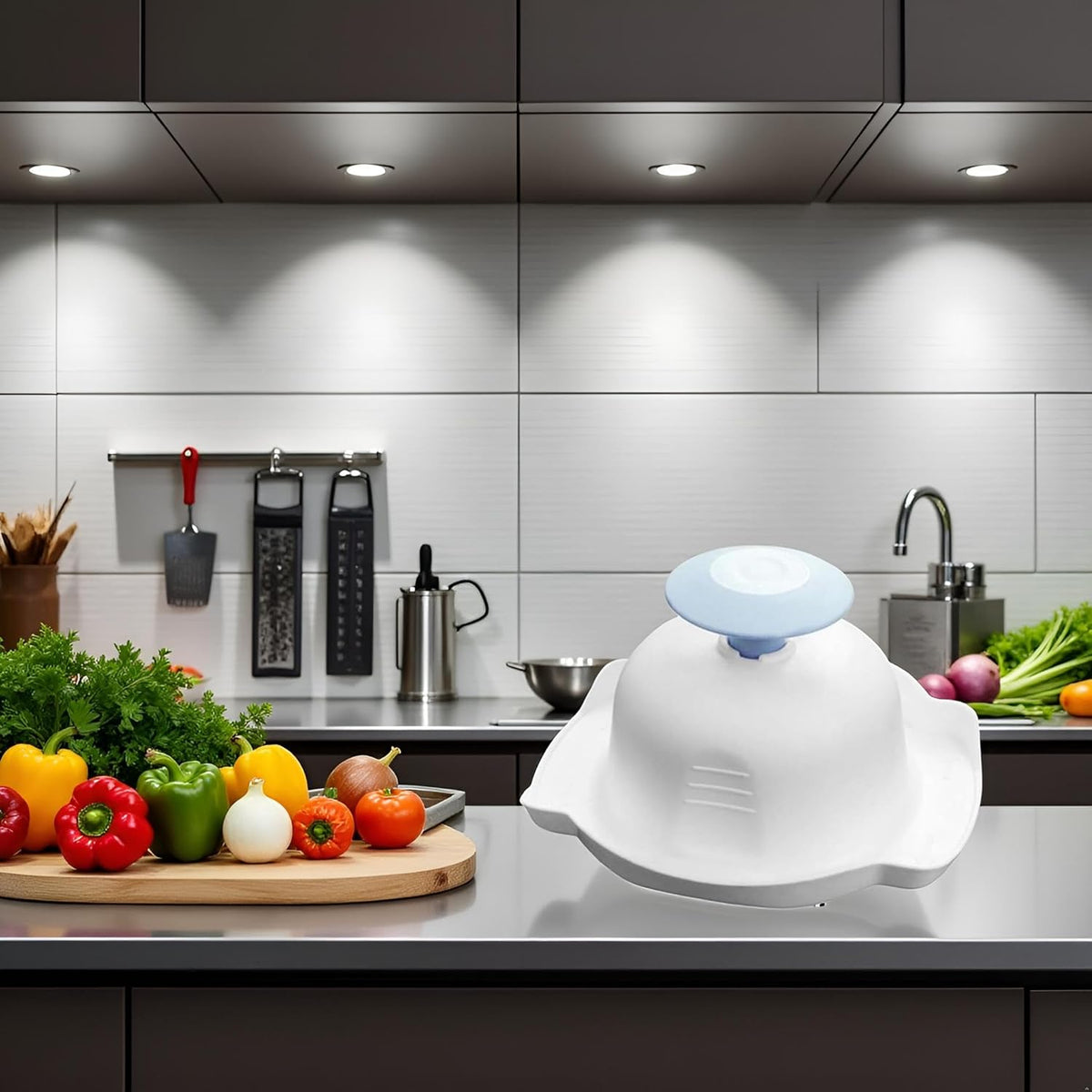 Blue Food Safety Holder for Mandolin Slicer or Grater,Finger Anti-Cut Protectors for Vegetable,Peelers and, Food Cutter Finger Guard for Mandoline Slicer Grater Cutting