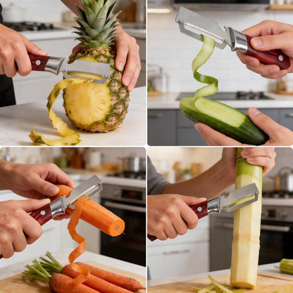 Multifunctional Vegetable Peeler, 2 in 1 Stainless Steel Fruit Veggie Peeler, Handheld Potato Peeler Knife with Bottle Opener Kitchen Tool for Peeling Carrot Pineapple Pumpkin Papaya(2 Pack)