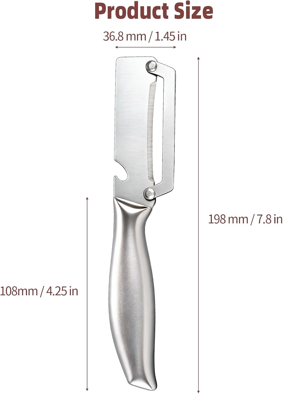 Multifunctional Vegetable Peeler, 2 in 1 Stainless Steel Fruit Veggie Peeler, Handheld Potato Peeler Knife with Bottle Opener Kitchen Tool for Peeling Carrot Pineapple Pumpkin Papaya(2 Pack)