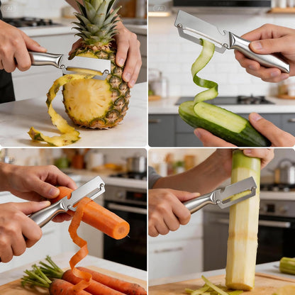 Multifunctional Vegetable Peeler, 2 in 1 Stainless Steel Fruit Veggie Peeler, Handheld Potato Peeler Knife with Bottle Opener Kitchen Tool for Peeling Carrot Pineapple Pumpkin Papaya(2 Pack)