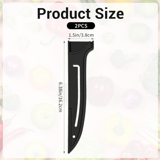 PP Safety Knife Cover Sleeves for 6" Boning Knife, 2 Pack Safety Cover Sleeves, Portable Knives Edge Guard Blade Protector for Kitchen Professional Japanese Fish Knives, Black