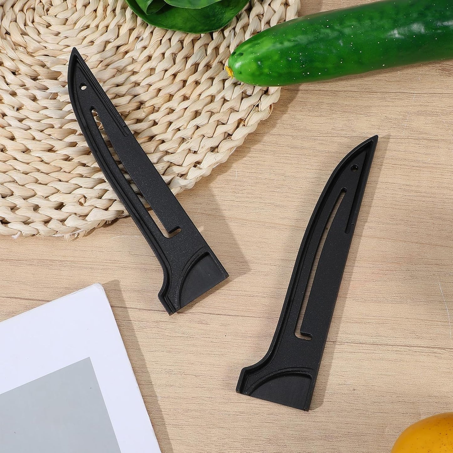 PP Safety Knife Cover Sleeves for 6" Boning Knife, 2 Pack Safety Cover Sleeves, Portable Knives Edge Guard Blade Protector for Kitchen Professional Japanese Fish Knives, Black