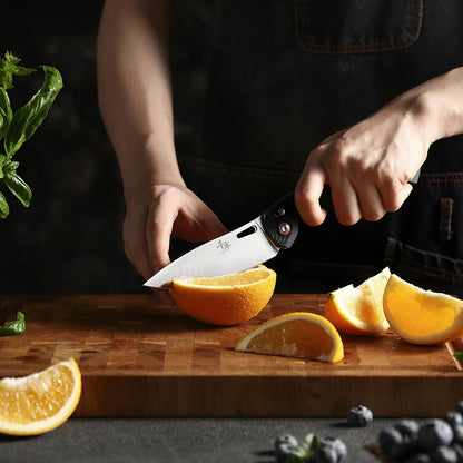 440 Stainless Steel Super Sharp Pocket Folding Chef Knife - Peeling, Utility, Fruit Knife - G10 Handle - Camping, Barbecue, Outdoor - Clip
