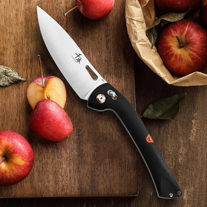 440 Stainless Steel Super Sharp Pocket Folding Chef Knife - Peeling, Utility, Fruit Knife - G10 Handle - Camping, Barbecue, Outdoor - Clip