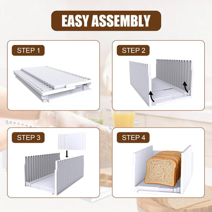 Bread Slicer,Adjustable Thickness And Width Guide Bread Slicer, Foldable and Compact Bread Slicing for Homemade Bread - Kitchen Gadget, Baking Tool,Gift for Mom Dad white