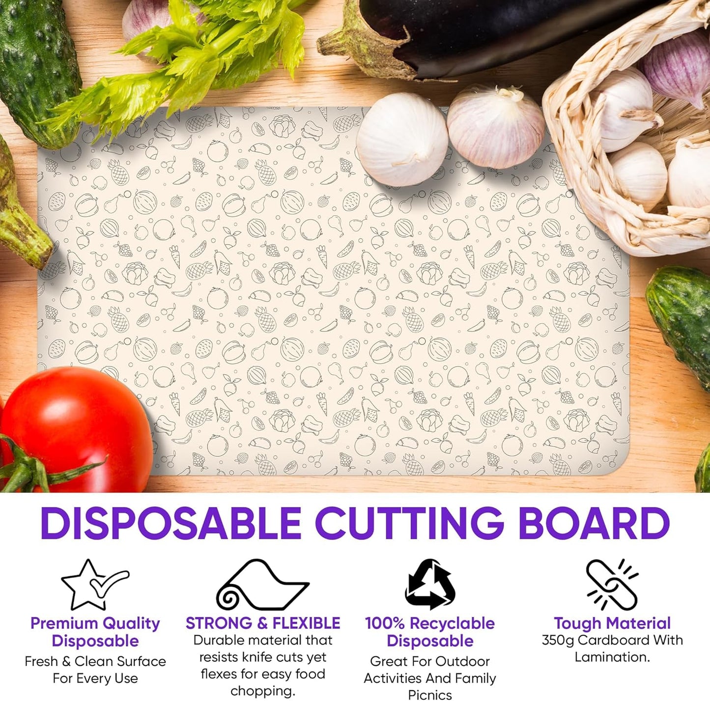 Disposable Cutting Boards, 30 Pack Large Flexible Sheets