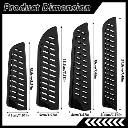 4PCS Plastic Knife Guard Set, Multi-Size Universal Knife Blade Covers for Kitchen, Plastic Knifies Edge Sheath for Paring Utility Bread Nakiri Chef Knives - Black