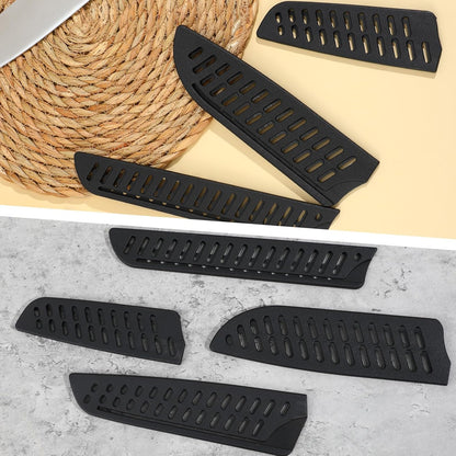 4PCS Plastic Knife Guard Set, Multi-Size Universal Knife Blade Covers for Kitchen, Plastic Knifies Edge Sheath for Paring Utility Bread Nakiri Chef Knives - Black