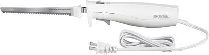 Easy Slice Electric Knife With Serrated Stainless Steel Blade | For Carving Meats, Bread, Crafting Foam & More | Lightweight With Ergonomic Grip | White | 74312J