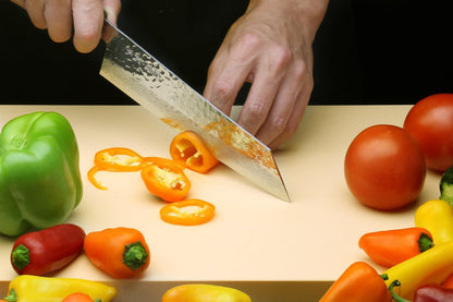 Yoshihiro VG10 46 Layers Hammered Damascus Kiritsuke Japanese Multipurpose Knife Rosewood Handle (Blade Length: 8.25" (210mm) & Saya)