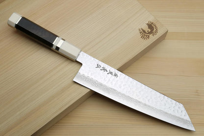 Yoshihiro VG10 46 Layers Hammered Damascus Kiritsuke Japanese Multipurpose Knife Rosewood Handle (Blade Length: 8.25" (210mm) & Saya)