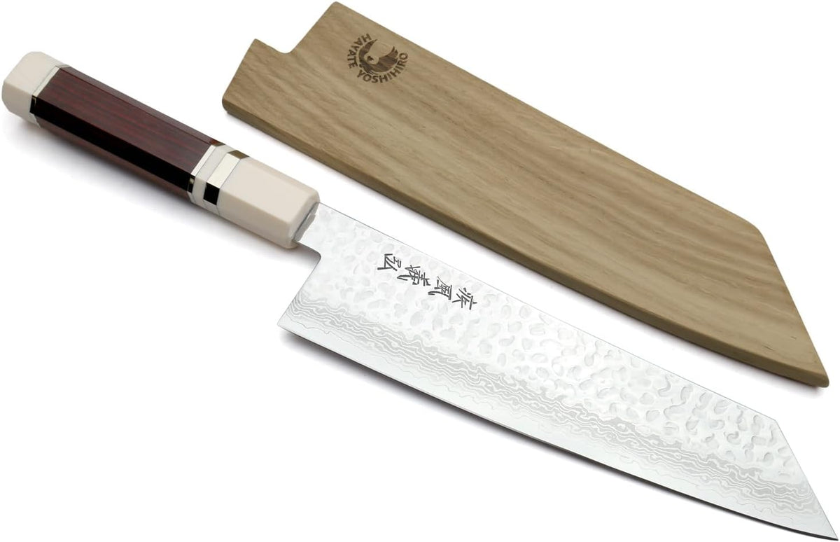 Yoshihiro VG10 46 Layers Hammered Damascus Kiritsuke Japanese Multipurpose Knife Rosewood Handle (Blade Length: 8.25" (210mm) & Saya)