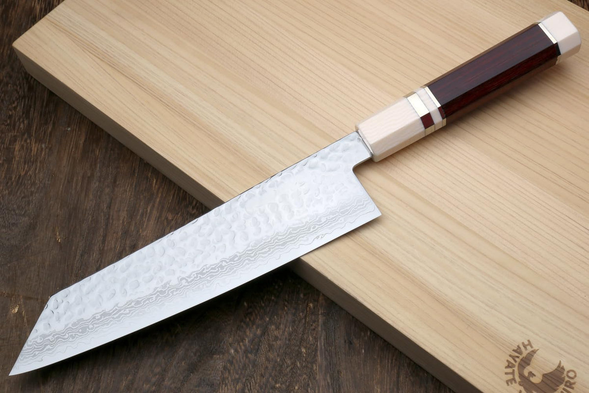 Yoshihiro VG10 46 Layers Hammered Damascus Kiritsuke Japanese Multipurpose Knife Rosewood Handle (Blade Length: 8.25" (210mm) & Saya)
