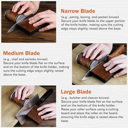 Rolling Knife Sharpener Tool Kit, Multi-Angle Magnetic Roller Sharpeners for Kitchen Knives, Diamond&Ceramic Knife Sharpening System Set, Offers 12&15&20&25 Degree Sharpening