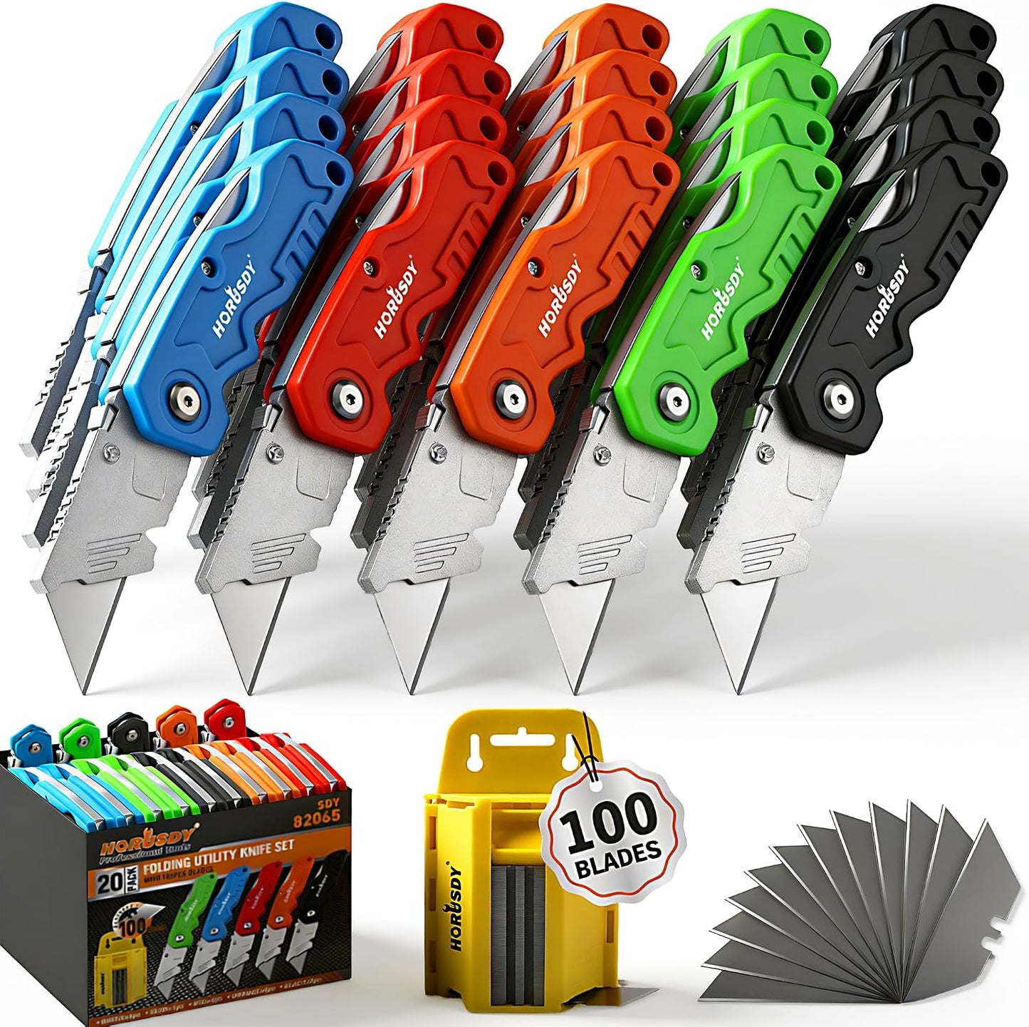 4-Pack Box Cutter Utility Knife, Heavy Duty Aluminum Shell Retractable Box Cutter for Cardboard, Boxes and Cartons, Extra 10 Blades