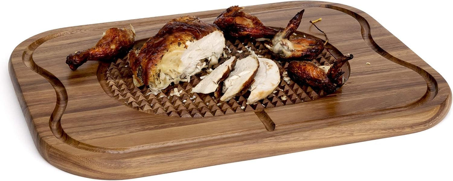 20" Large Holiday Ham Meat Serving Board Thanksgiving Carving Board with Turkey Lifter Set| Acacia Wood Cutting Board with Juice Groove, Good for Carving 22Lbs Meats