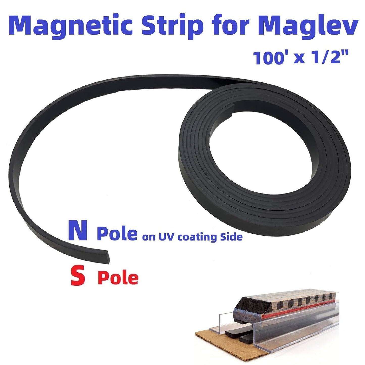 Monopolar Magnetic Tape 1/2" for Maglev Train Science Project Replacement,Thickness 0.12 Inches (Length 10 feet)
