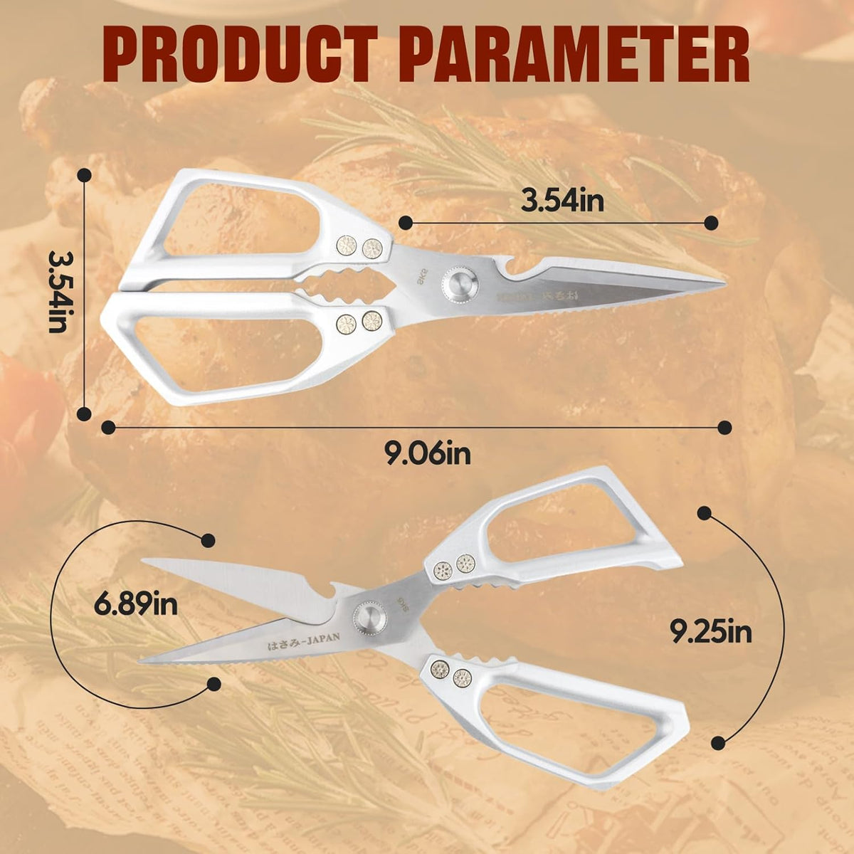 2 Pack Kitchen Scissors, Poultry Shears with Herb Scissors, Poultry Shears Heavy Duty, Stainless Steel Poultry Shears for Turkey, Chicken, Thanksgiving, Christmas Day